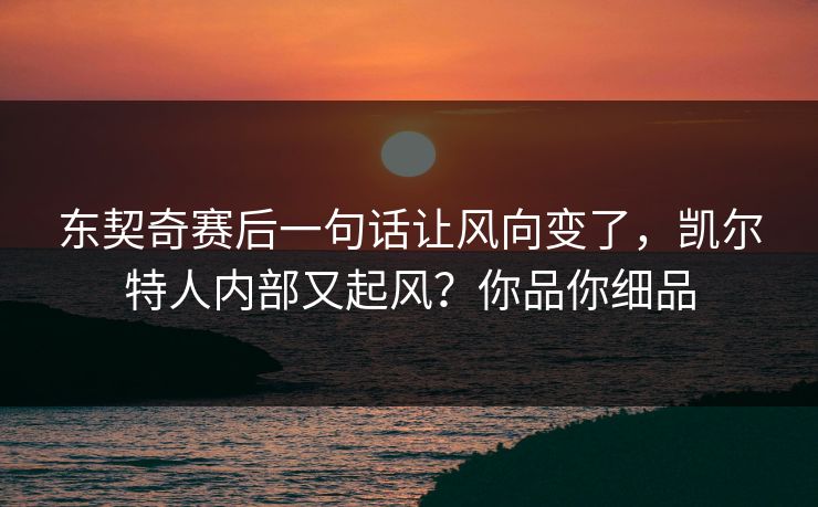 东契奇赛后一句话让风向变了，凯尔特人内部又起风？你品你细品