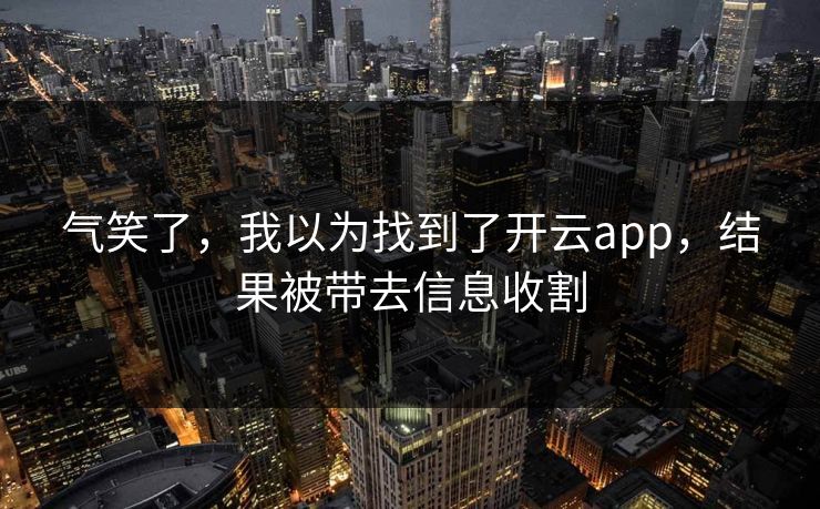 气笑了，我以为找到了开云app，结果被带去信息收割