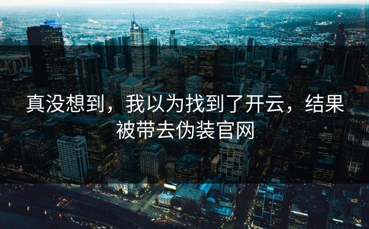 真没想到，我以为找到了开云，结果被带去伪装官网