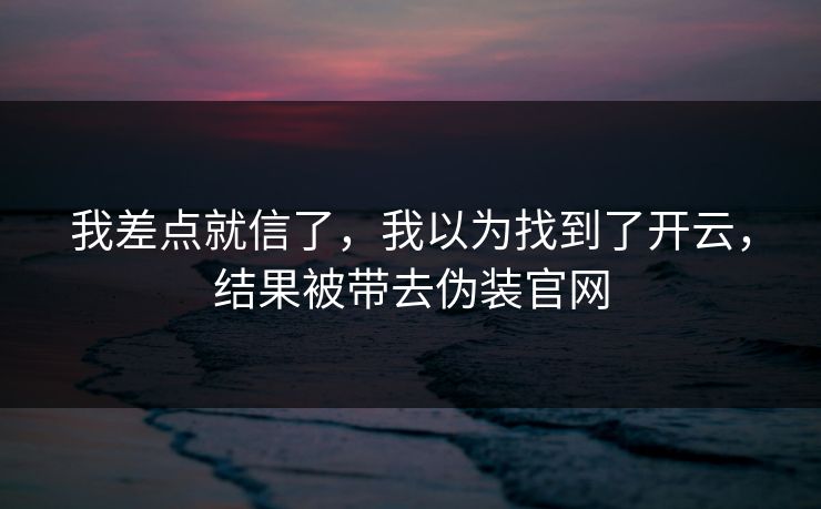 我差点就信了，我以为找到了开云，结果被带去伪装官网